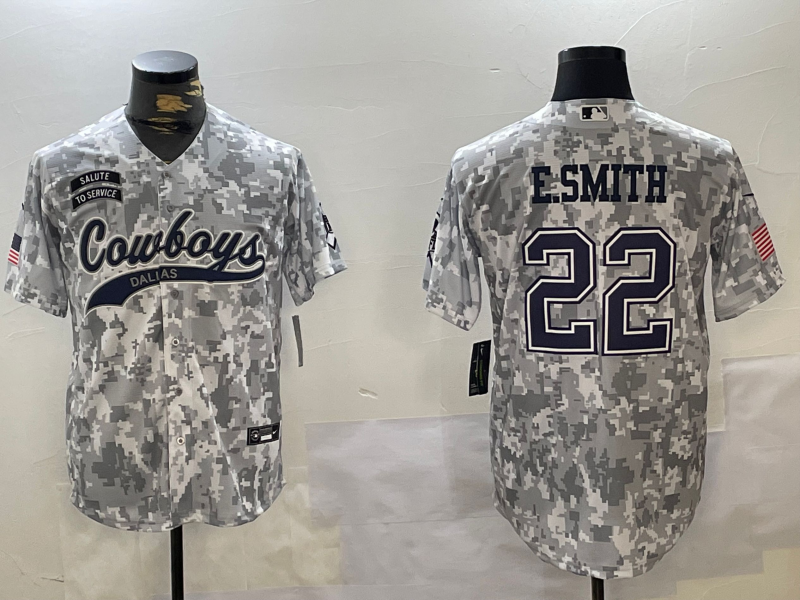 Men's Dallas Cowboys Emmitt Smith #22 Arctic Camo 2024 Salute to Service Jersey